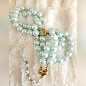 Mint Green / Light Aqua Pearl Necklace